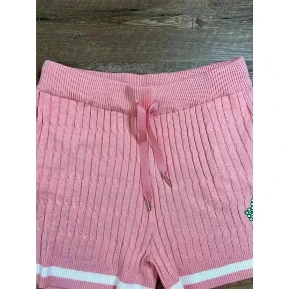 Ivy Storehouse Alpha Kappa Alpha Cable Knitted Pink Shorts Womens XXL Drawstring - Picture 2 of 9